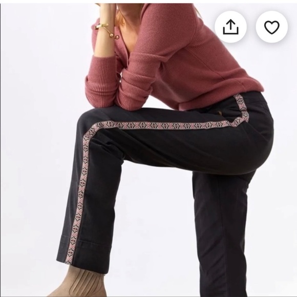 Anthropologie Tapered Embroidered Side Stripe Pants Grey Black Size 2 NWT - Picture 10 of 10